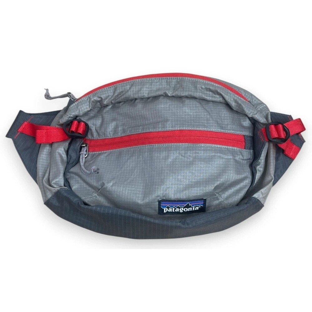 Patagonia Lightweight Travel Hip Pack Gray Red Fanny Pack Waist Belt Bag Hiking